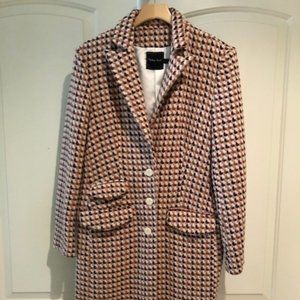 Talking French Women's Checked Coat Size 46 Eu/12 US